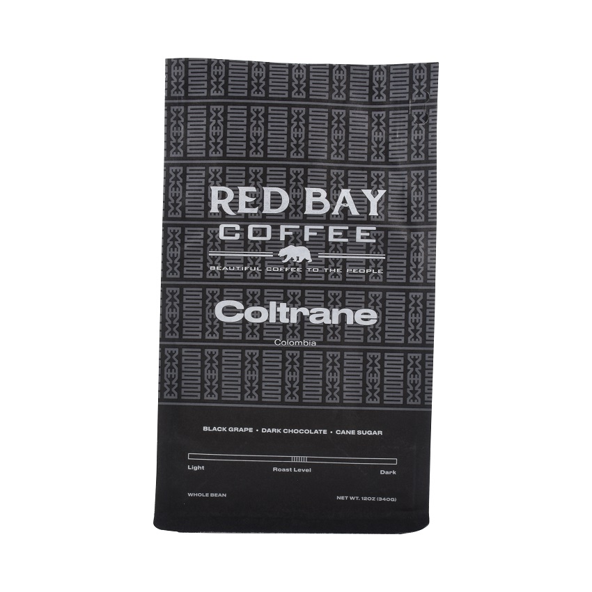 Custom Design Spot UV Finish Black Paper Compostable Pocket Zipper Bags for Coffee