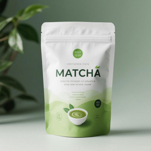Sertifisert komposterbar tilpasset Stand Up Matcha-veske