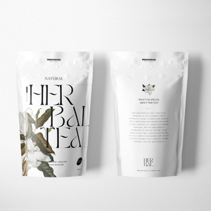 Skreddersydde, frostede resirkulerbare st&aring;ende poser for urtete-emballasje