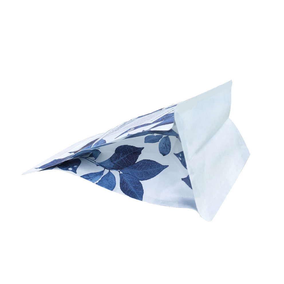 Customized Flexible Food Packaging Flat Bottom Kraft Paper Coffee Tea Bag With Valve And Zipper