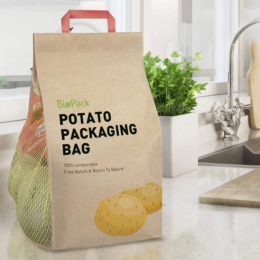 Crystal Vision Mesh Większe papierowe torby biodegradowalne z płaskim dnem Hurtownia