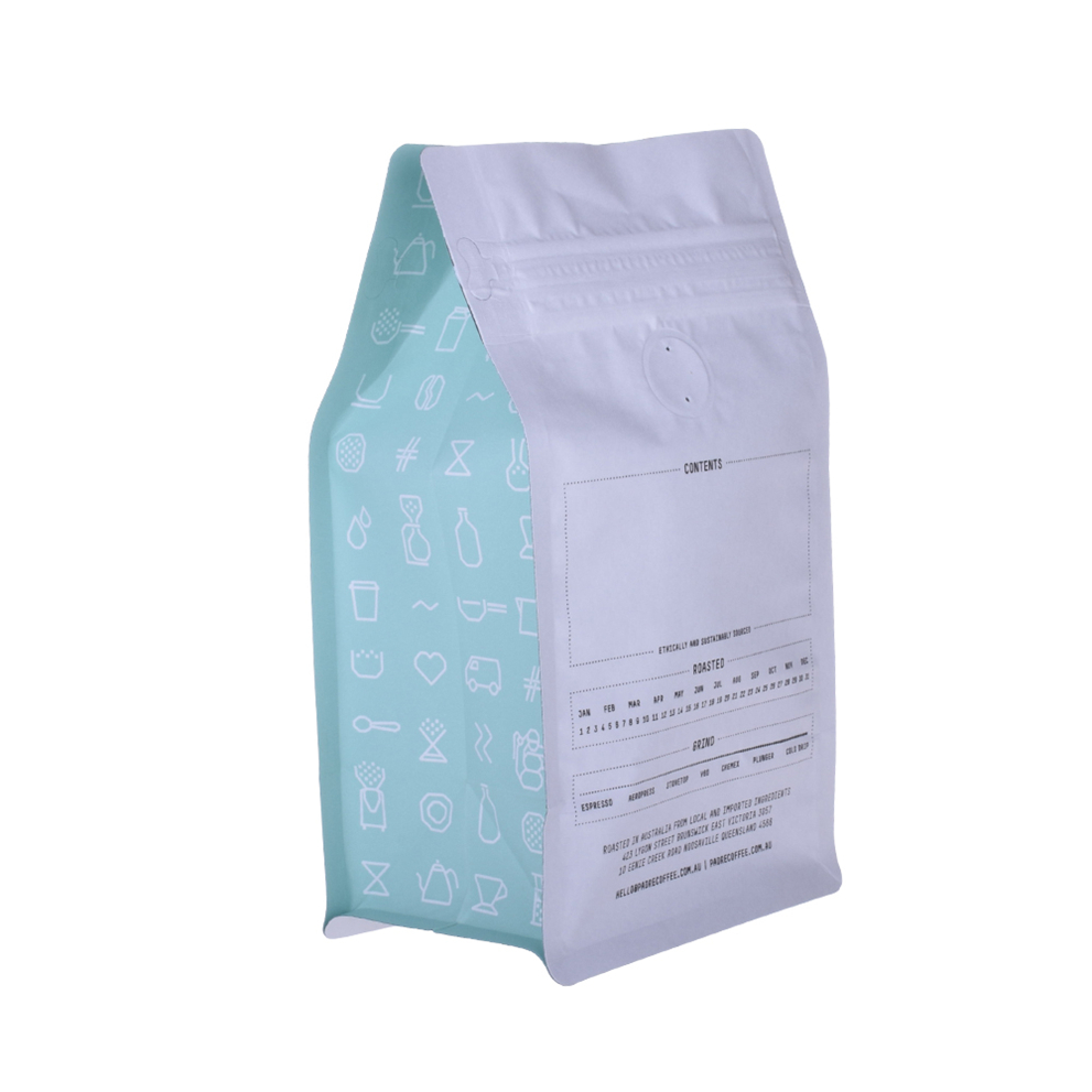 Heat Seal Custom Compostable Flat Bottom Coffee Bag With Tin Tie