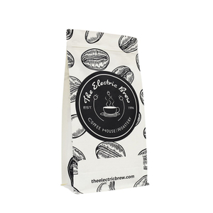 Biodegradowalne, matowe, białe torebki na kawę Kraft PLA z czterouszczelkowym dolnym dnem i zaworem