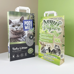 ถุงขยะแมวย่อยสลายได้ทางชีวภาพขนาดใหญ่ด้านล่างกล่องพร้อมที่จับ