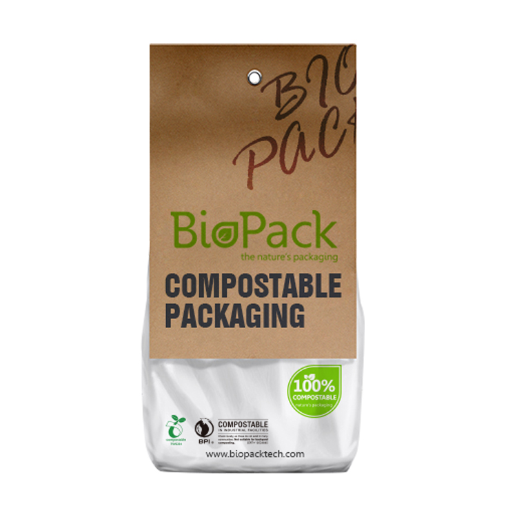 Customized Compostable Kraft Paper PLA Plastic Food Packaging Bag for