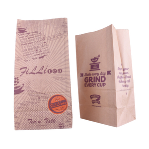 Kraft Paper Resealable Flat Bottom Bag Flour Food Granola Custom Printed Food Grade Packaging