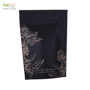 Custom Printed 100%Compostable Kraft paper PLA Material Coffee Bags 