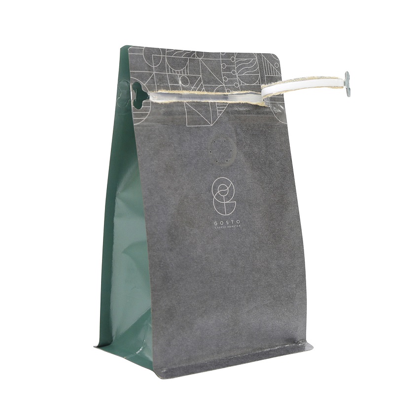Minimalist Design Blue Kraft Paper Compostable 5 Lb Side Gusset Coffee Bags with Valve