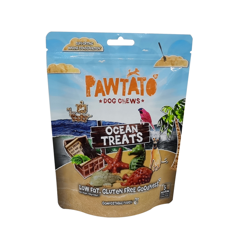 Alimentos para animais de estima&ccedil;&atilde;o 100% compost&aacute;veis ​​ecol&oacute;gicos que empacotam sacos biodegrad&aacute;veis ​​para deleites de c&atilde;es