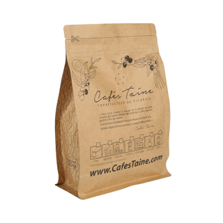 Laminated Material Kraft Paper Coffee Ziplock Bag Flat Bottom