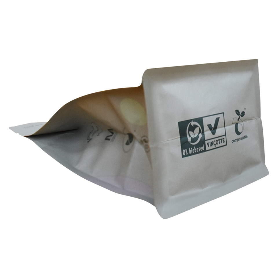 Customized Logo Kraft Paper Plant Based Compostable Packaging with Zipper Manufacturers