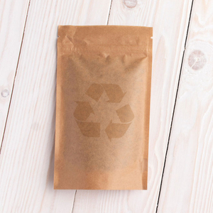 Engros Accept Stand-up Barrier Brun resirkulert papirpose med glidel&aring;s