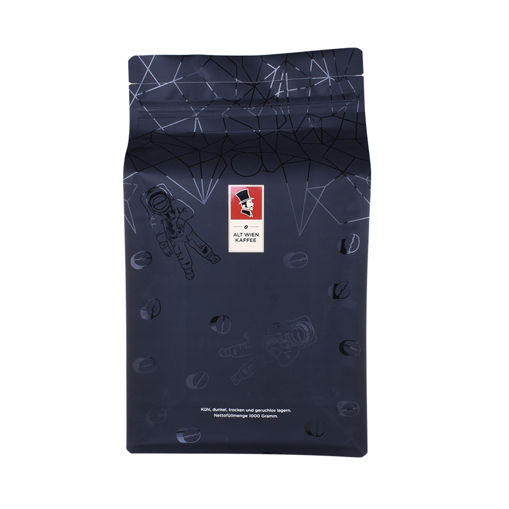 Eco Friendly Compostable Printing Flat Bottom Coffee Beans Bag With Zipper