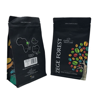 Customized PET / Foil / PE / PLA Aluminum Foil Valve Flat Bottom Coffee Bag
