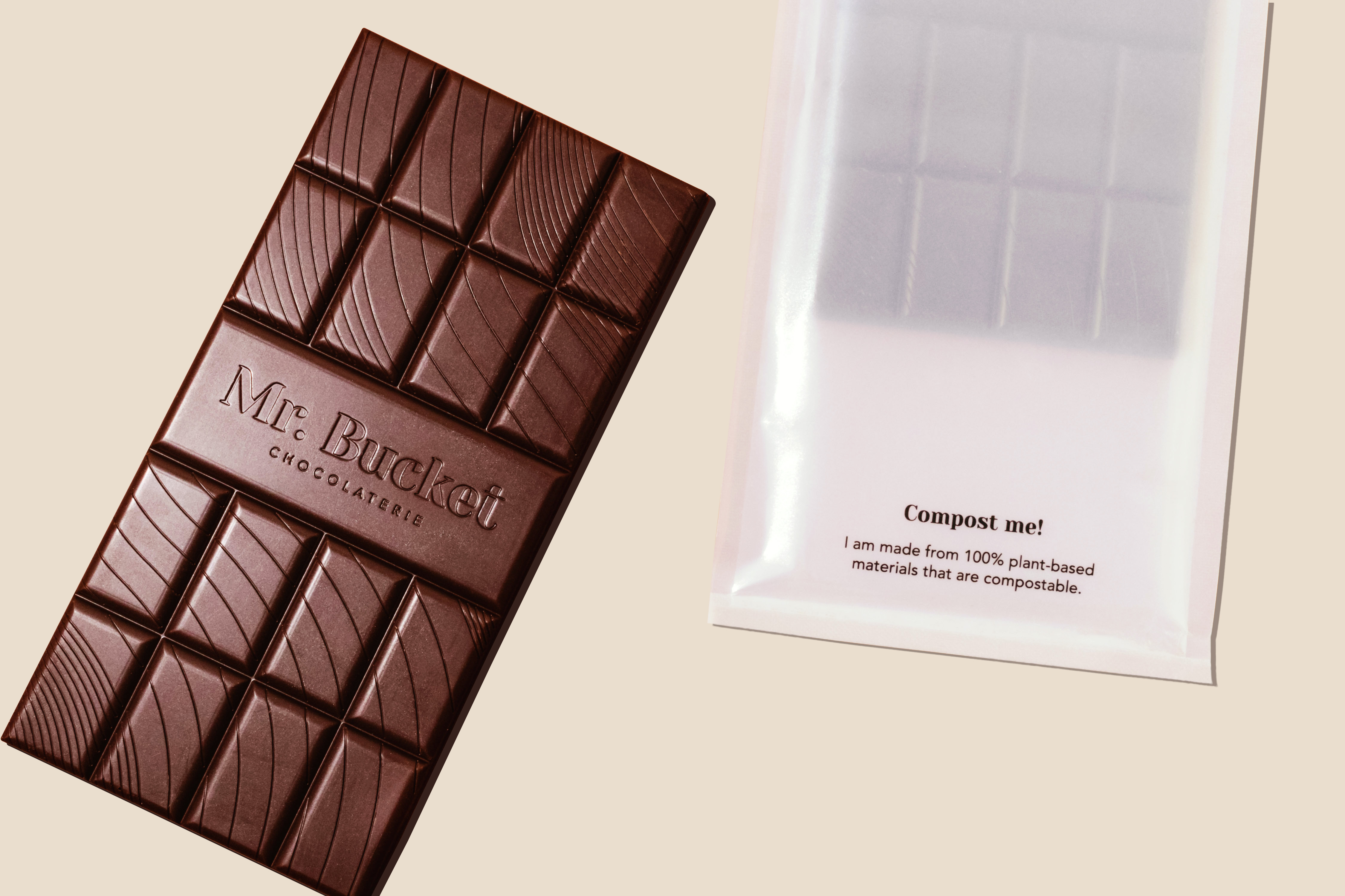 Vegan Chocolate Packed in Plastic Free Compostable Wrappers