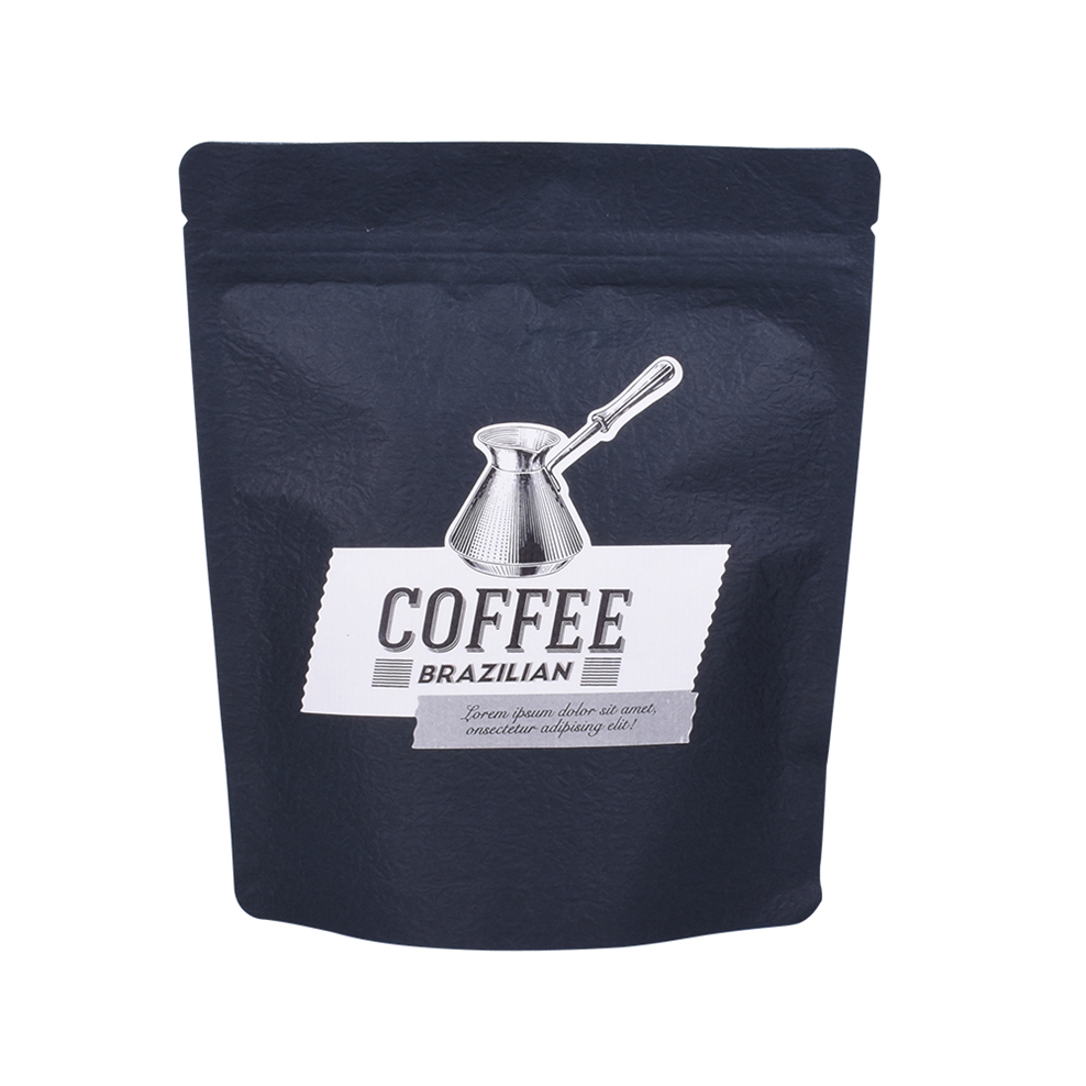 Custom design kraft paper coffee bag aluminum packaging one-way valve stand up pouch with zipper