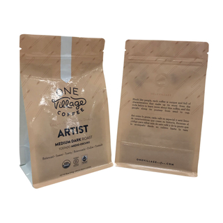 customized colors compostable Box Bottom Coffee Bag biodegradable pouch With Valve 